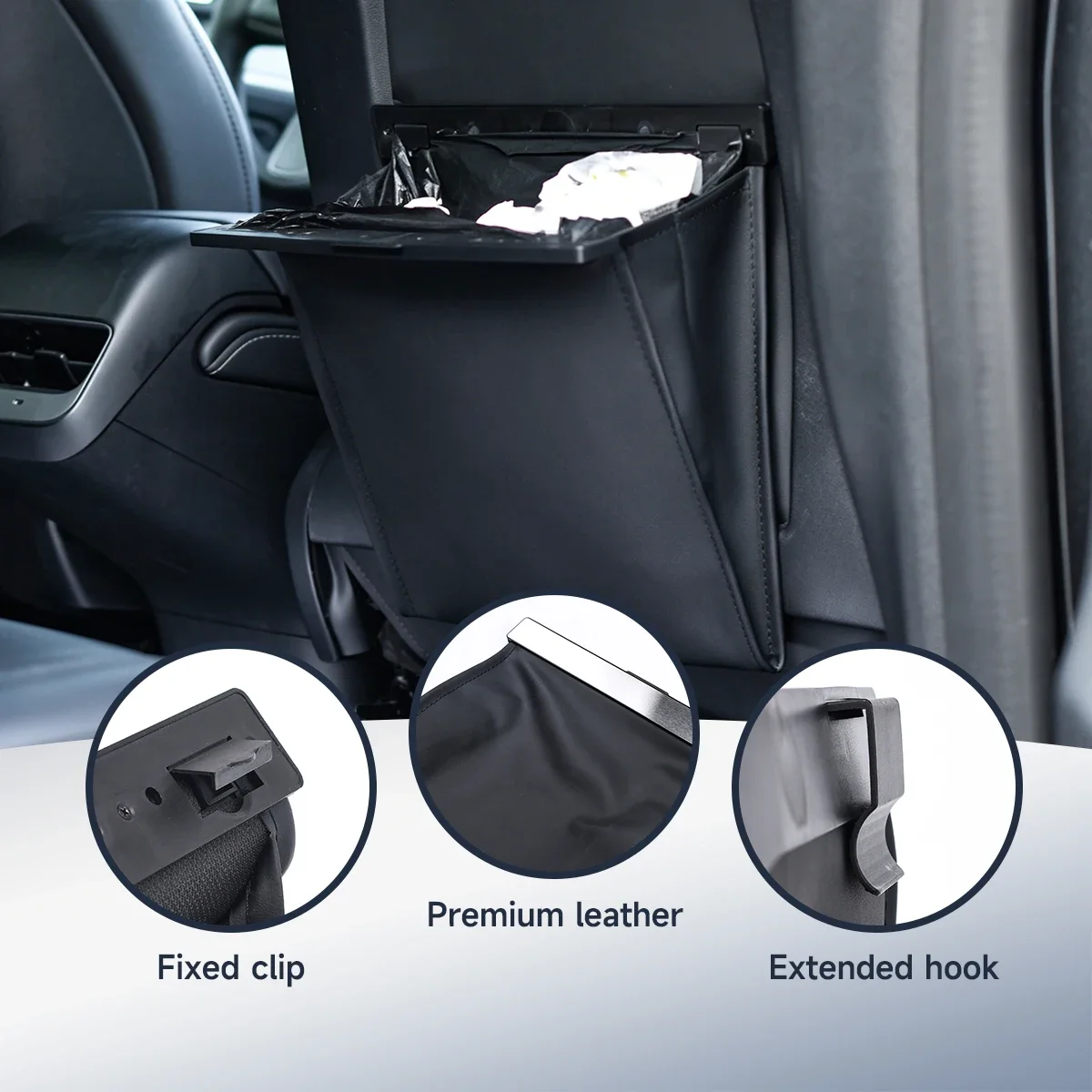 Car Garbage Bag Magnetic Adsorption Waterproof PU Leather Back Seat Hanging Garbage Bag Trash Bin Auto Interior Accessorie