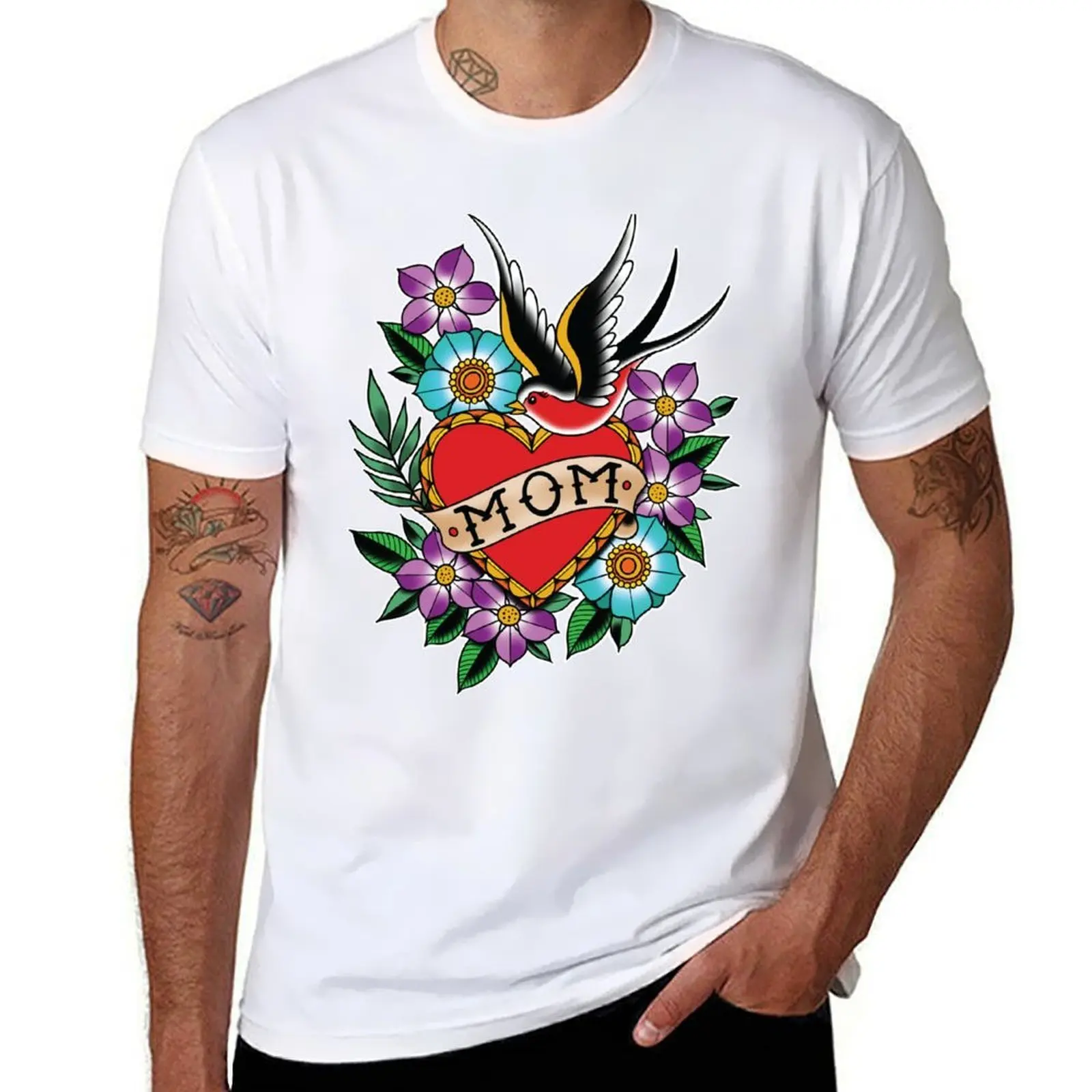 

Mom Heart Tattoo design T-Shirt t shirts designer man t shirt cotton T-Shirt