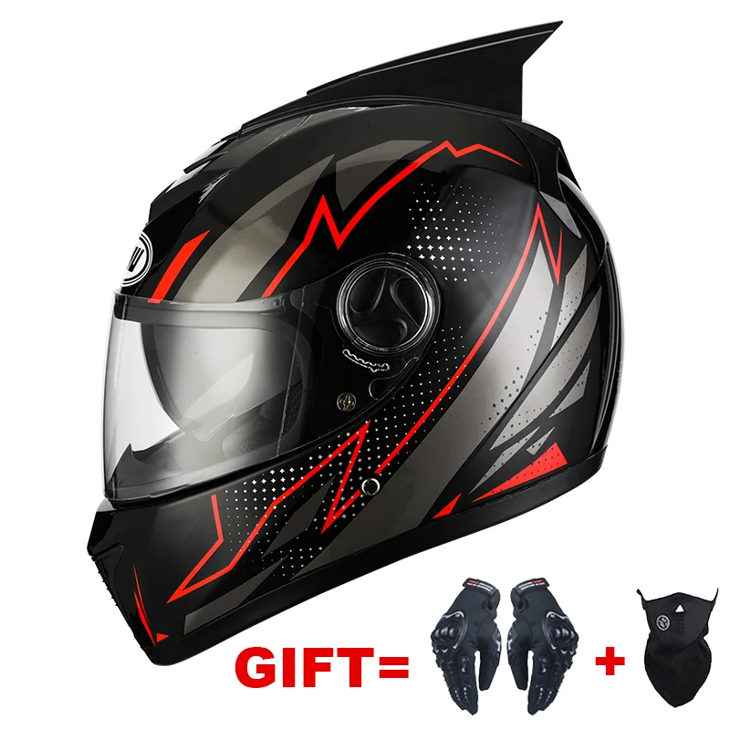 

2 Gifts Full Face Motorcycle Helmet Dual Lens Motorbike Helmet Double Visors Dirt Bike Helmets S M L XL For Man DOT Approved