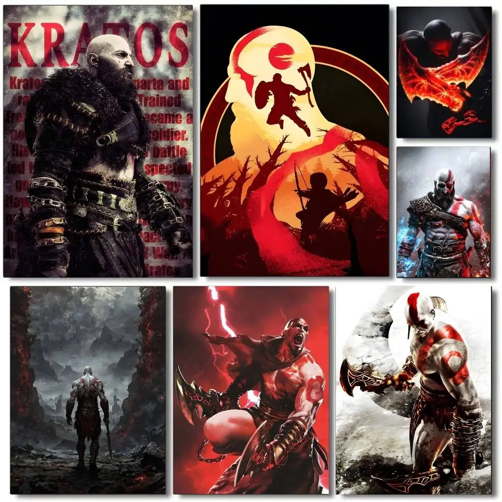 

Kratos G-God of War Poster DIY Vintage Movie Poster Wall Art Painting Study Stickers Wall Painting