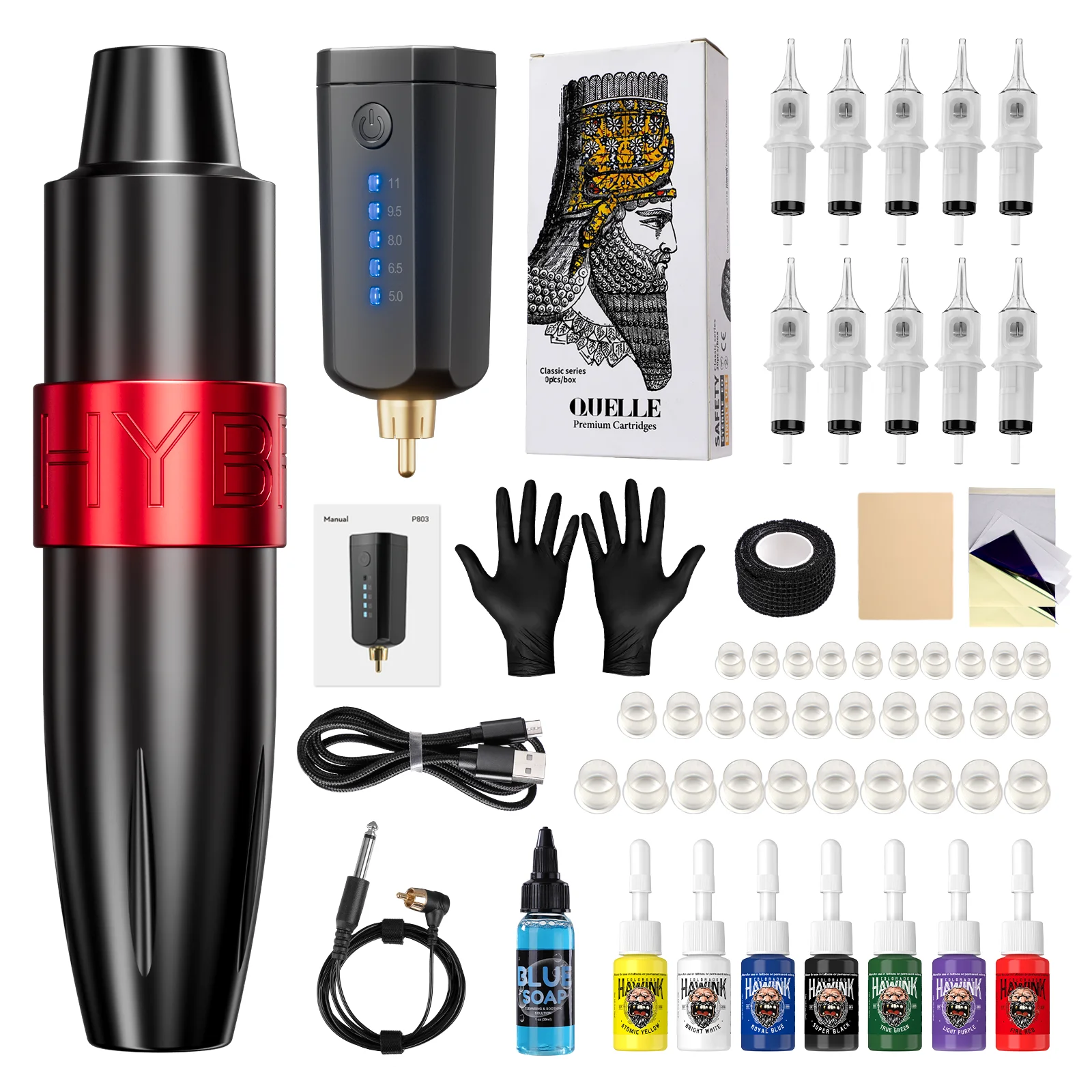 

SOLONG Tattoo Machine Pen Kit RCA with 1600mAh Power Cartridge Needle complete accessories Permanent Makeup Kit