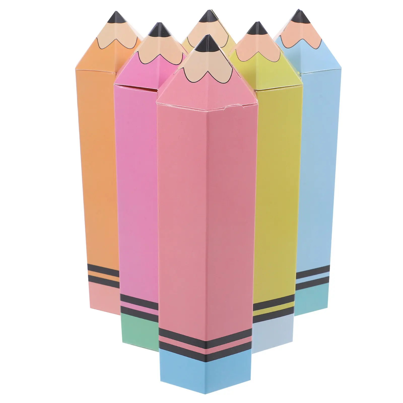 

12Sets Pencil Favor Boxes Back to School Pencil Shaped Candy Boxes Cards Classroom Party Favor Paper Treat Cases Kids First Day