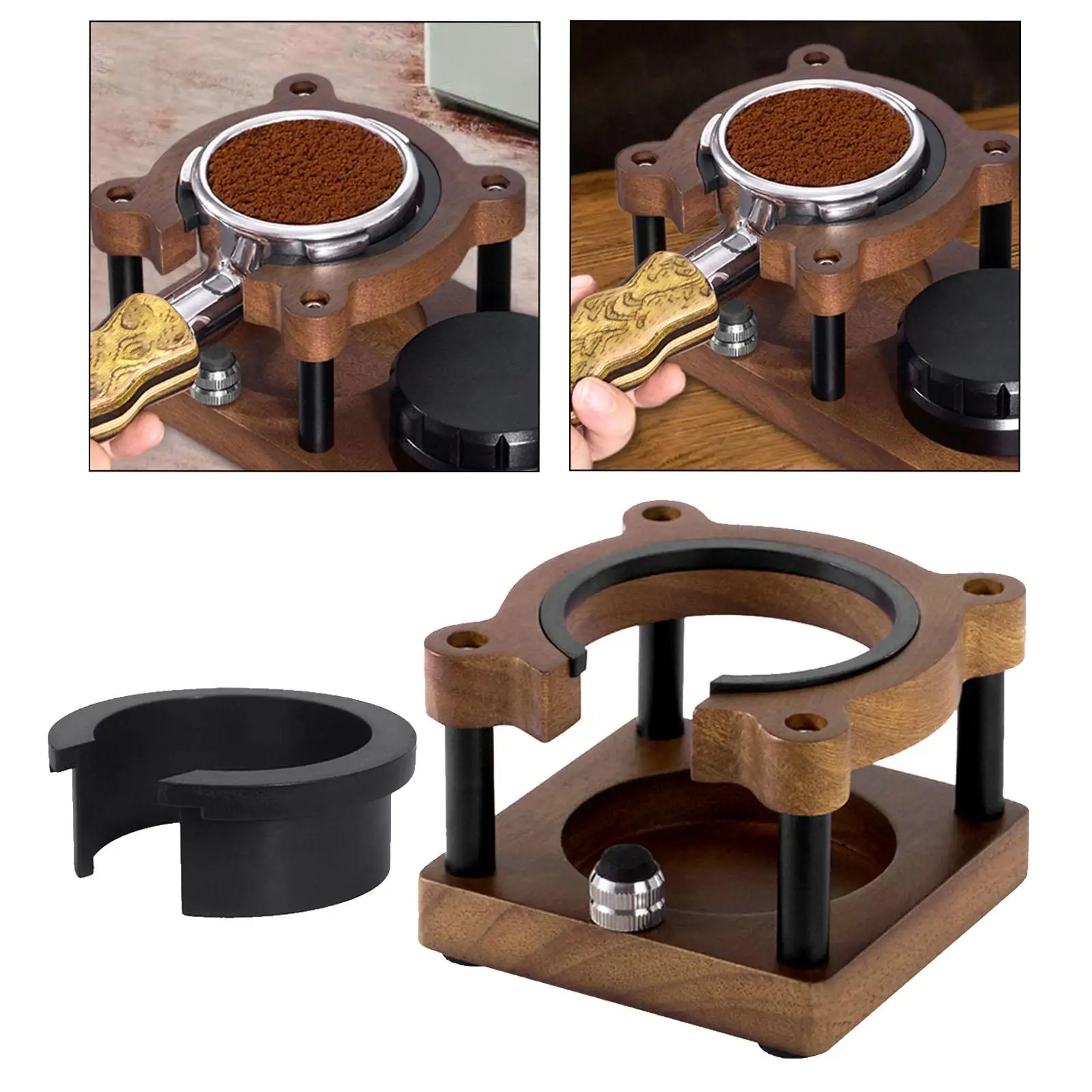 Wooden Espresso Tamper Station 51/53/58 mm Manual Wooden Coffee Tamper Station Base for Coffee Maker Bar Countertop Kitchen Cafe