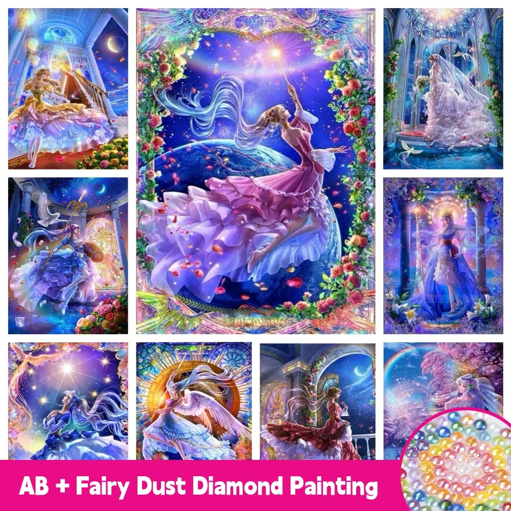 

Landscape AB Fairy Dust Diamond Painting Girl Embroidery Mosaic Cross Stitch Kit Full Drill Fantasy Picture Home Decoration Gift