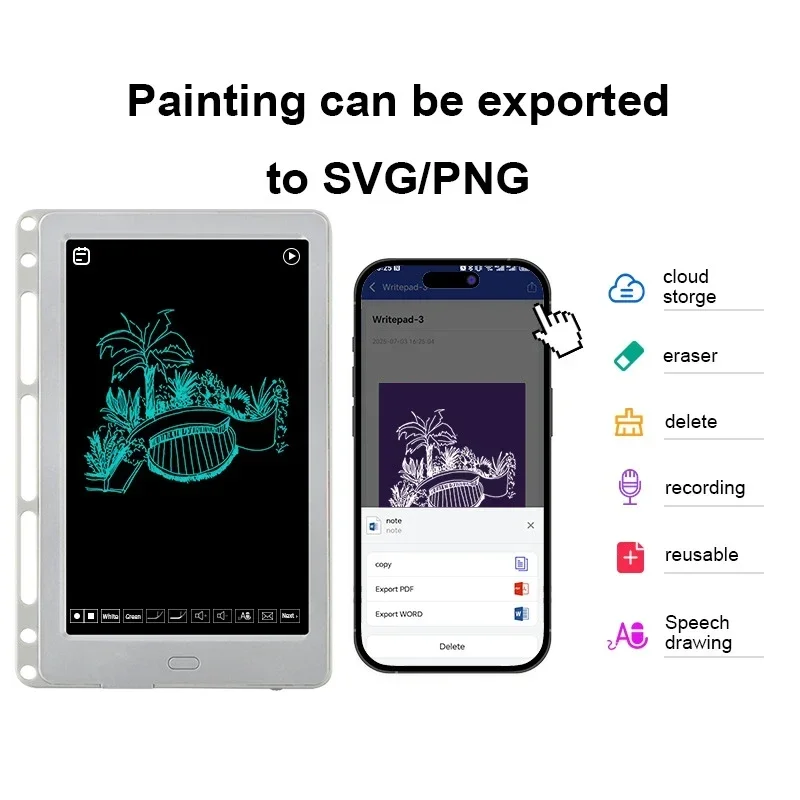 AI Smart Drawing Tablet Connectable to Mobile Phones Digital Drawing Tablet LCD Drawing Board Electronic Notebook Drawing Tablet