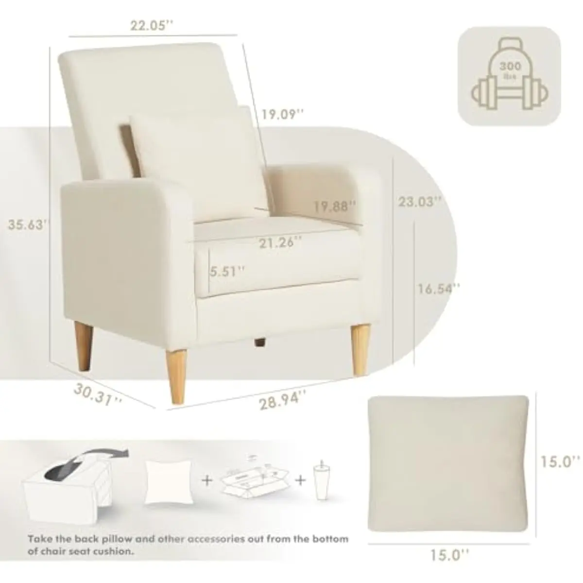 Mid-Century Inspired Two-Piece Fabric Accent Seating with Ergonomic High Backs, Soft Woven Upholstery, Thick Foam Cushioning, Ma