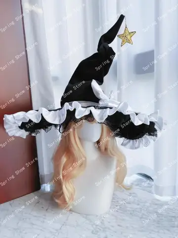 Touhou Project Kirisame Marisa Cosplay Costume Prop Cap Anime Black Witch Hat