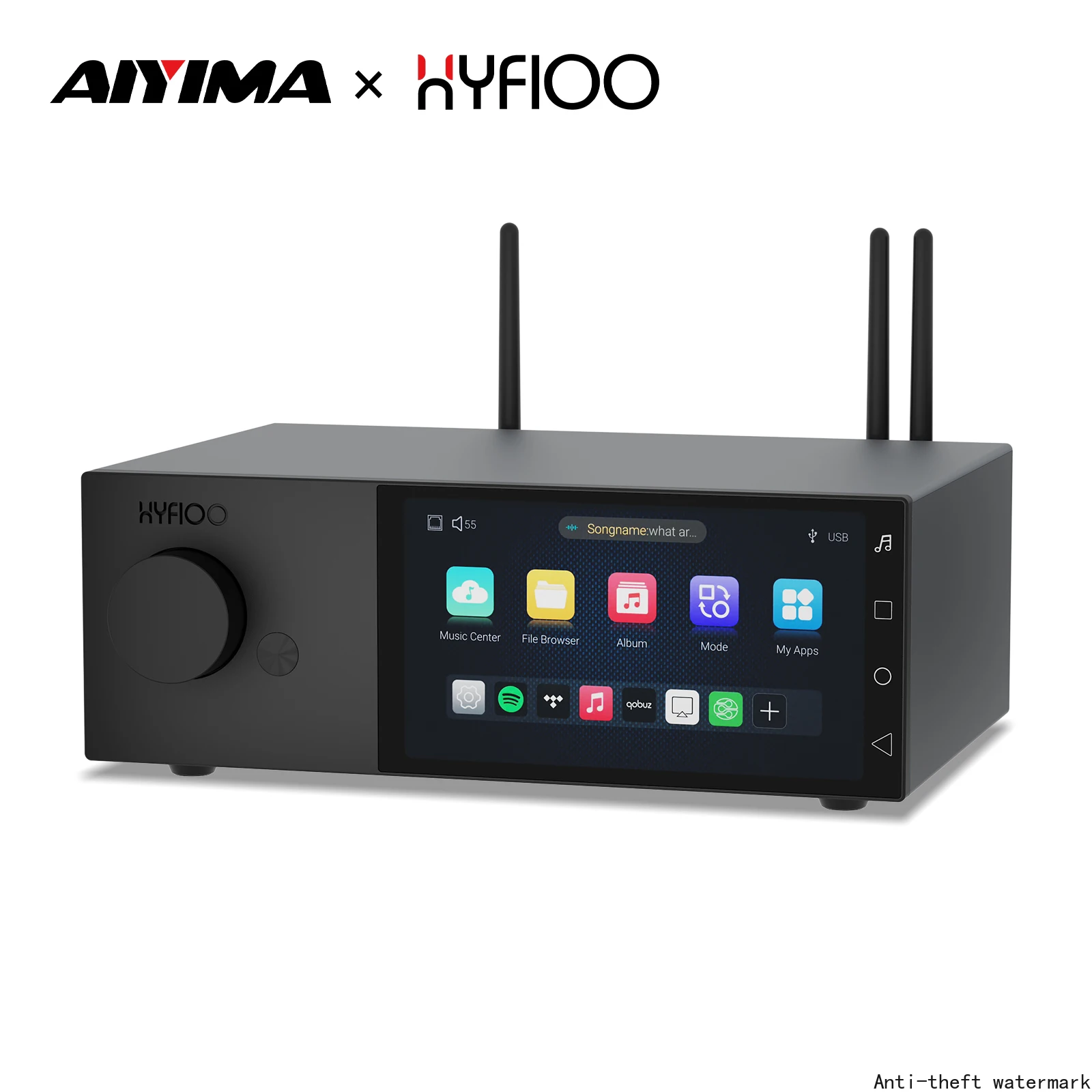 AIYIMA X HYFIOO DM100 Bluetooth 5.4 Music Streamer Media  Wireless Audio Player 5.5 inch LCD Compatible with AirPlay NAS Spotify