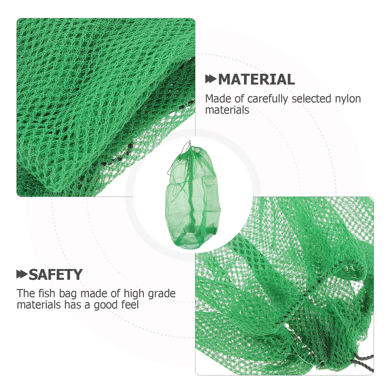 

2pcs Nylon Fishing Net Bag Portable Fish Catching Drawstring Mesh Diving Storage Pouch Saltwater Wear-Resist Large Capacity