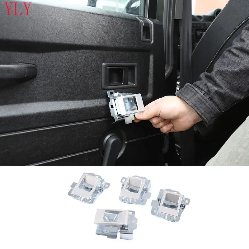 

Декоративная накладка на ручку двери из алюминиевого сплава серебристого цвета для Land Rover Defender 90 110 2004-2018 гг., аксессуар для интерьера автомобиля