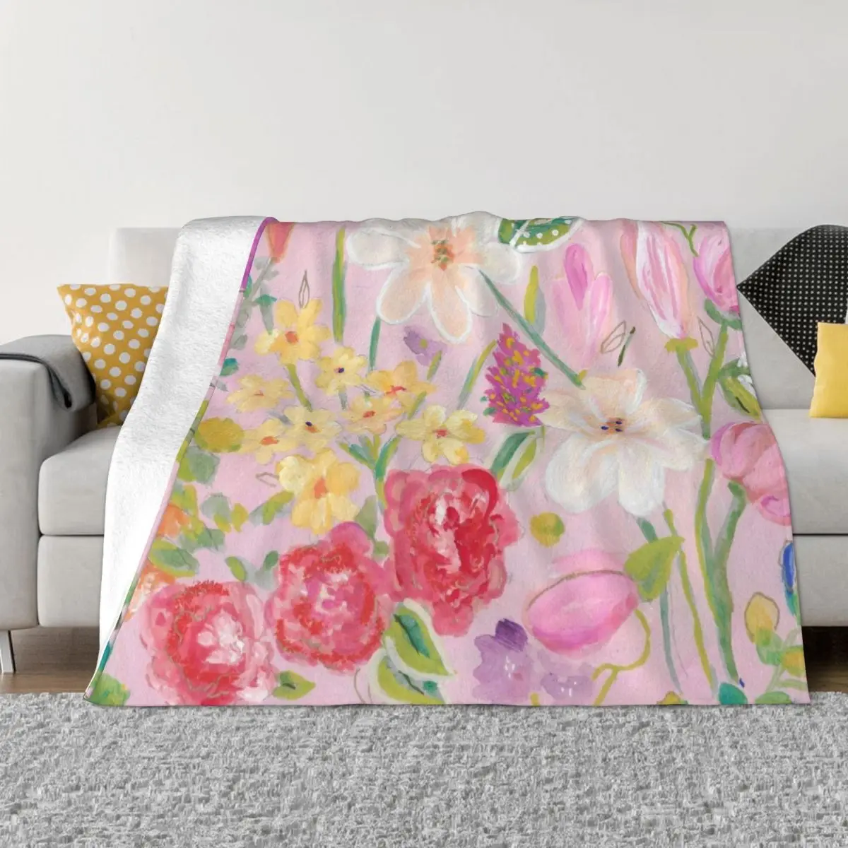 

Pink Posies Throw Blanket Heavy Blanket Plush Sofa Blanket