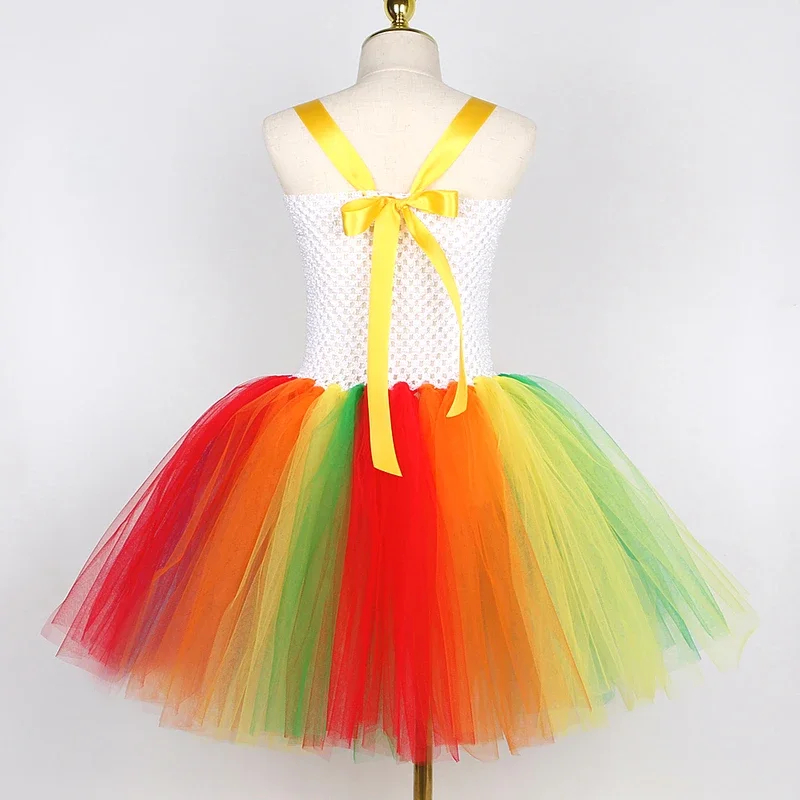 Rainbow Circus Clown Costume for Girls Funny Joker Halloween Tutu Dress for Kids Birthday Carnival Party Outfit Children Clothes