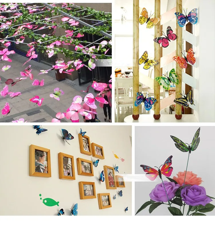 12Pcs 3D PVC Wall Sticker Butterfly Children\\\'s Room Home Background Wall Decoration Living Room Bedroom Home Decoration