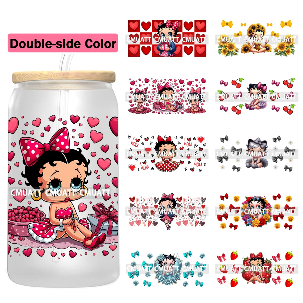 

Double Side Color Pretty Girl 16oz UV DTF Cup Wrap Transfers Stickers Decorate Mugs Beer Can Bottle Customized DIY Craft