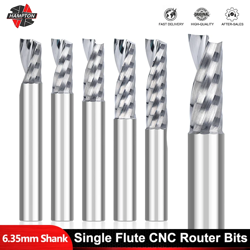 

Milling Cutter Single Flute CNC Router Bits 6.35mm Shank Carbide End Mill Down Cut Milling Cutter For Wood MDF Engraving Bit