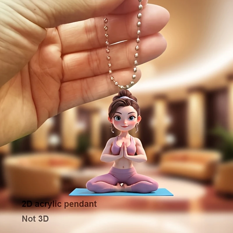 2pc Cartoon Girl Acrylic Pendant 3.14in Cute 2D Plastic Charm Car Rearview Mirror Backpack Keychain Home Decor Gifts