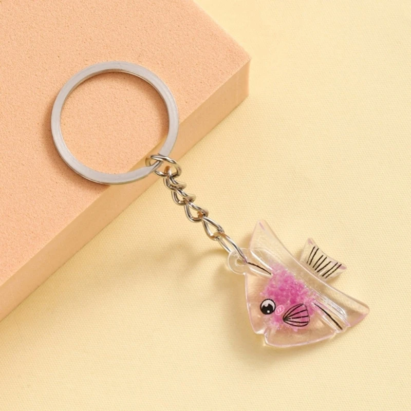 Pack Of 6 Luminous Marine Fish Key Holders Resin Sea Creature Charm Keychain Wear Resistant Key Accessory for Women