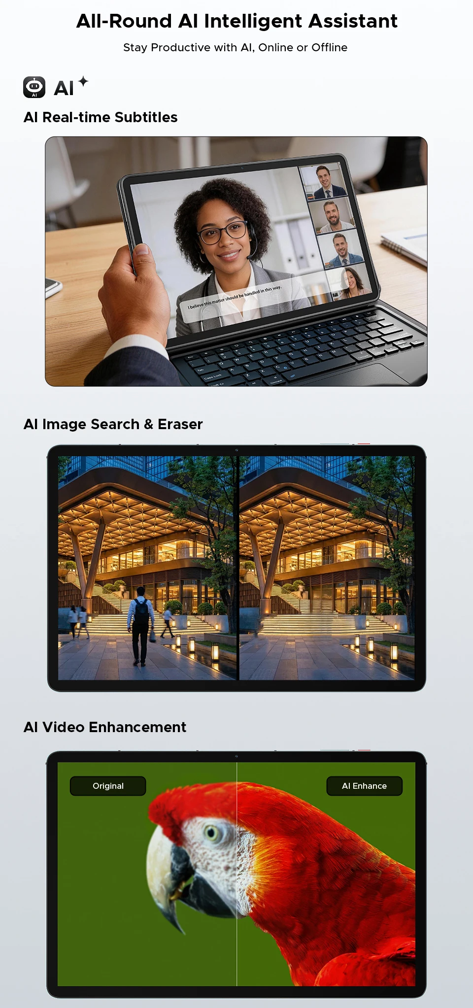 Doogee U14 Smart Tablet PC Android 16 14'' 2.2K Display 56GB(8+48) 256GB 14000mAh Battery Wifi 6 Gemini AI Widevine L1 Support