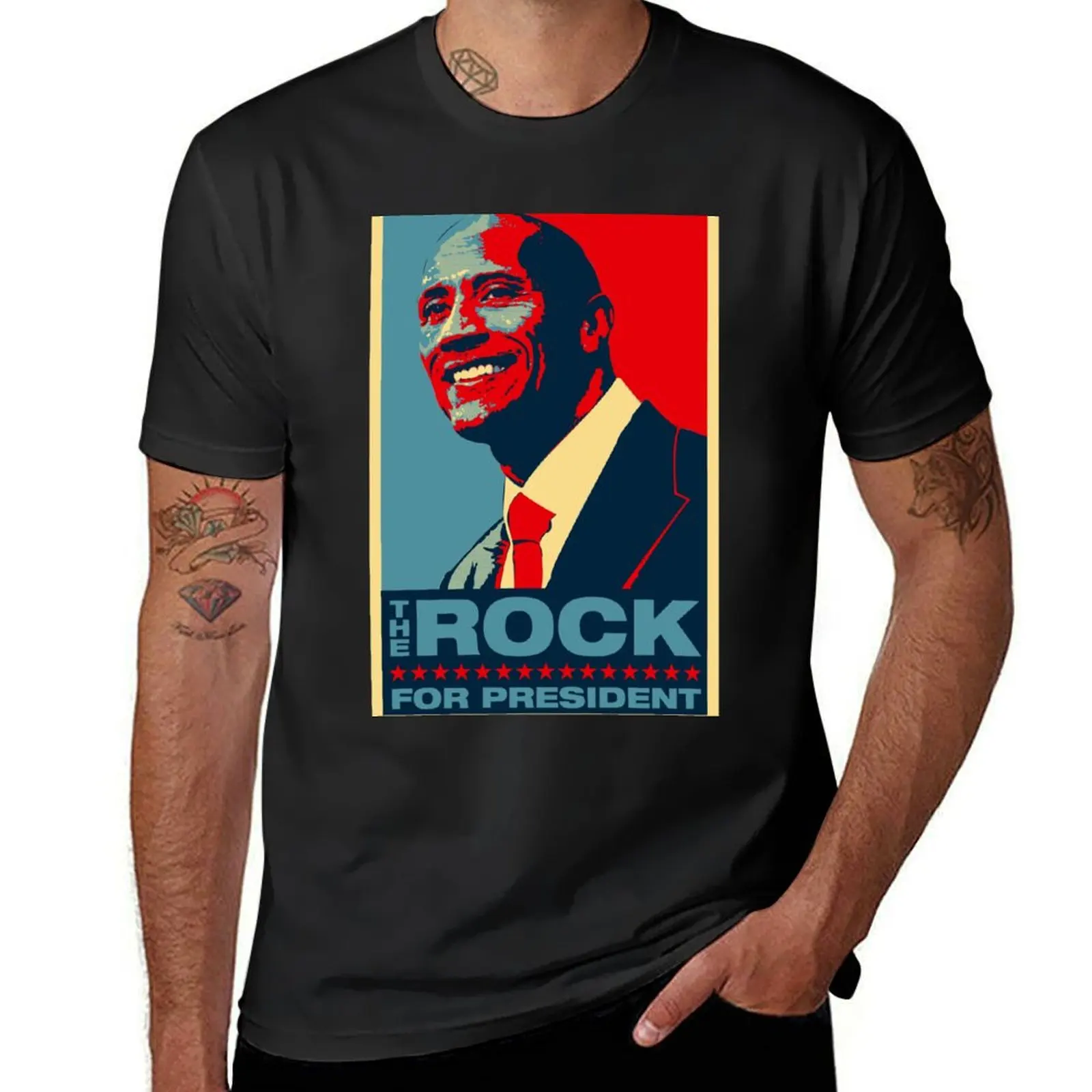 

the Rock for President - 2020 T-Shirt anime clothes sublime customizeds t shirts for men cotton