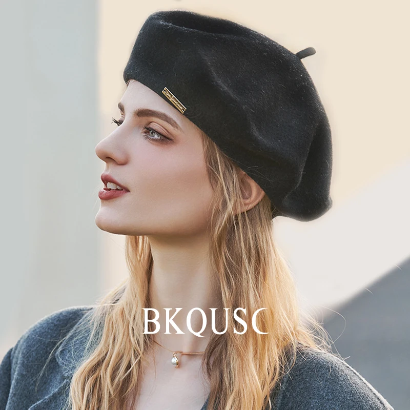 Women\'s Beret Wool Hat Autumn Winter Retro Temperament Elegant French Artist Woolen Painter Hat Ladies All-match Warm Beret Caps