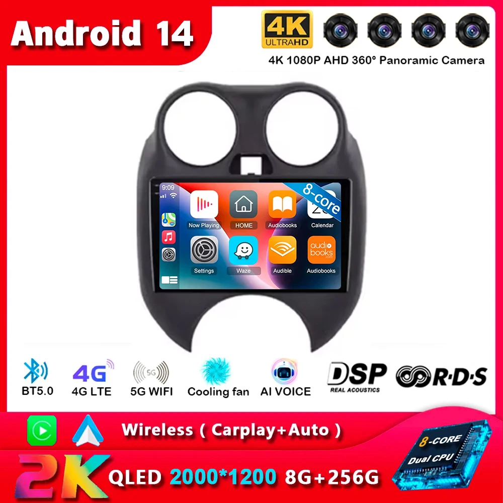 

Android 14 car 4G WIFI DSP BT Radio Multimedia For Nissan March MICRA 2010 2011 2012 2013 Player Navigation GPS No 2 Din No DVD