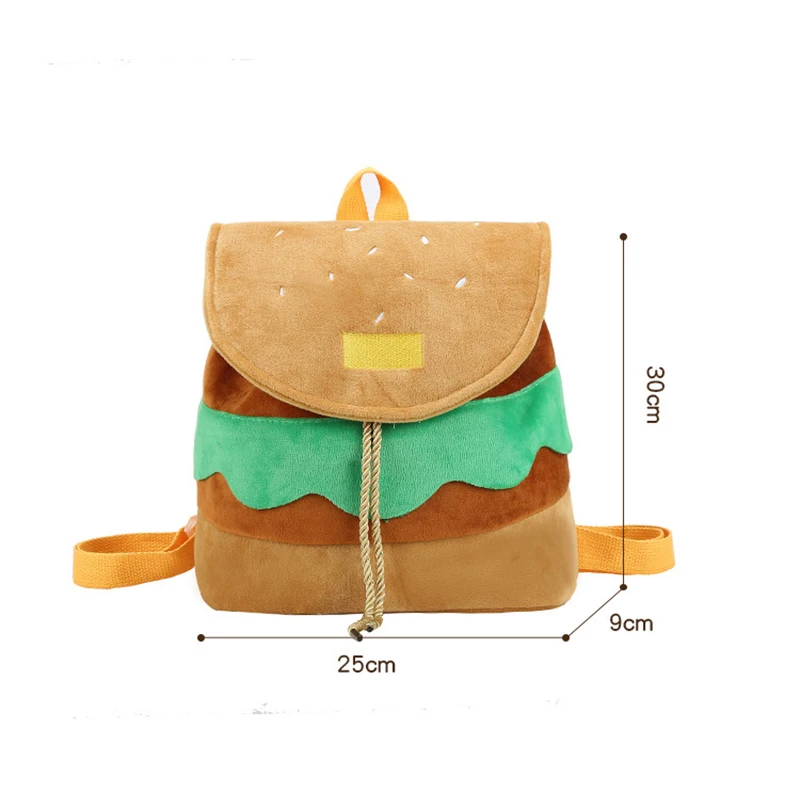 Cartoon Dames Kleine Rugzak Hamburger Vorm Verstelbare Dagelijkse Tas Multifunctionele Tas