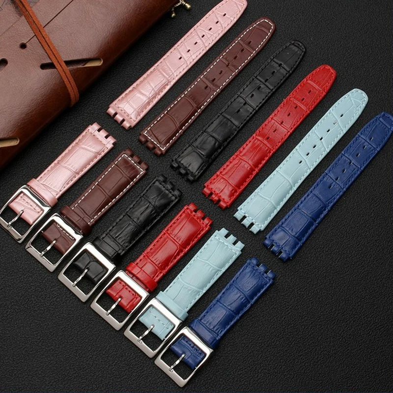 

17mm 19mm Cow Leather Watchband for Swatch YCS YAS YGS IRONY Men Women Sport Watch Strap Cowhide Calfskin Bracelet