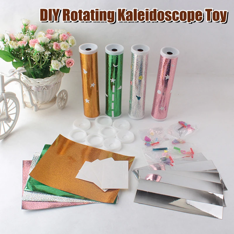 

[YU】 Rotating Kaleidoscope Kits Scientific Experiment Teaching Tools Hands-Eyes Cooperation Educational Toys For Children Gifts