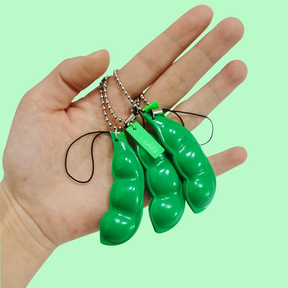 2-20pcs Fidget toy bag Portachiavi stress relief Edamame toy squeeze pea keychain cute stress adult toy keychain