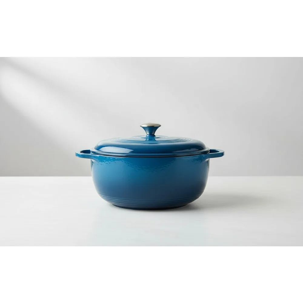 

6-литровая эмалированная чугунная голландская духовка, бирюзовая — идеально подходит для выпечки, обжарки и медленного приготовления пищи