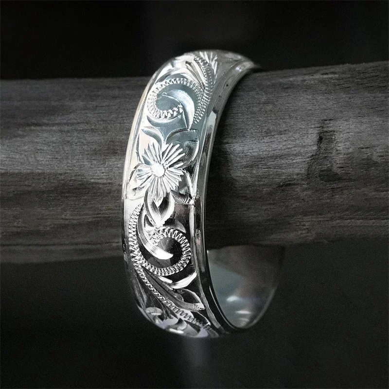 Carved Flower Pattern Finger Ring for Women Special-interested Wedding Accessories Unique Gift Statement Jewelry Dropship