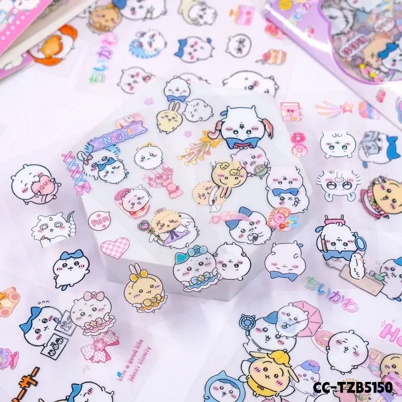 100pcs/pack Kawaii Chiikawa Usagi Stickers Cute Cartoon Hachiware Waterproof Transparent Handbook Decorative Sticker Kids Gifts