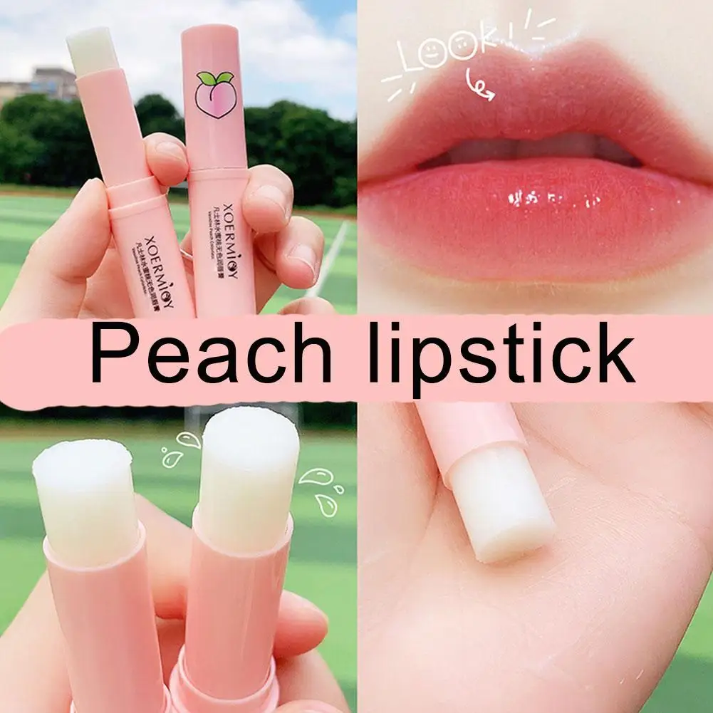 Bálsamo labial de melocotón Natural, 1 piezas, cuidado con cambio de temperatura y Color, hidratante labial de larga duración, J0P7