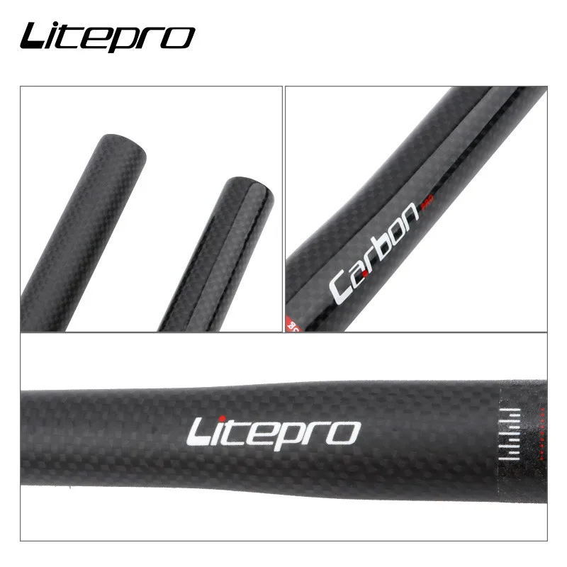 Litepro Folding Bike Horizontal Handle Bar Carbon Fibre 25.4x540mm One-shaped Straight Handle Bar 580mm For Brompton Bicycle