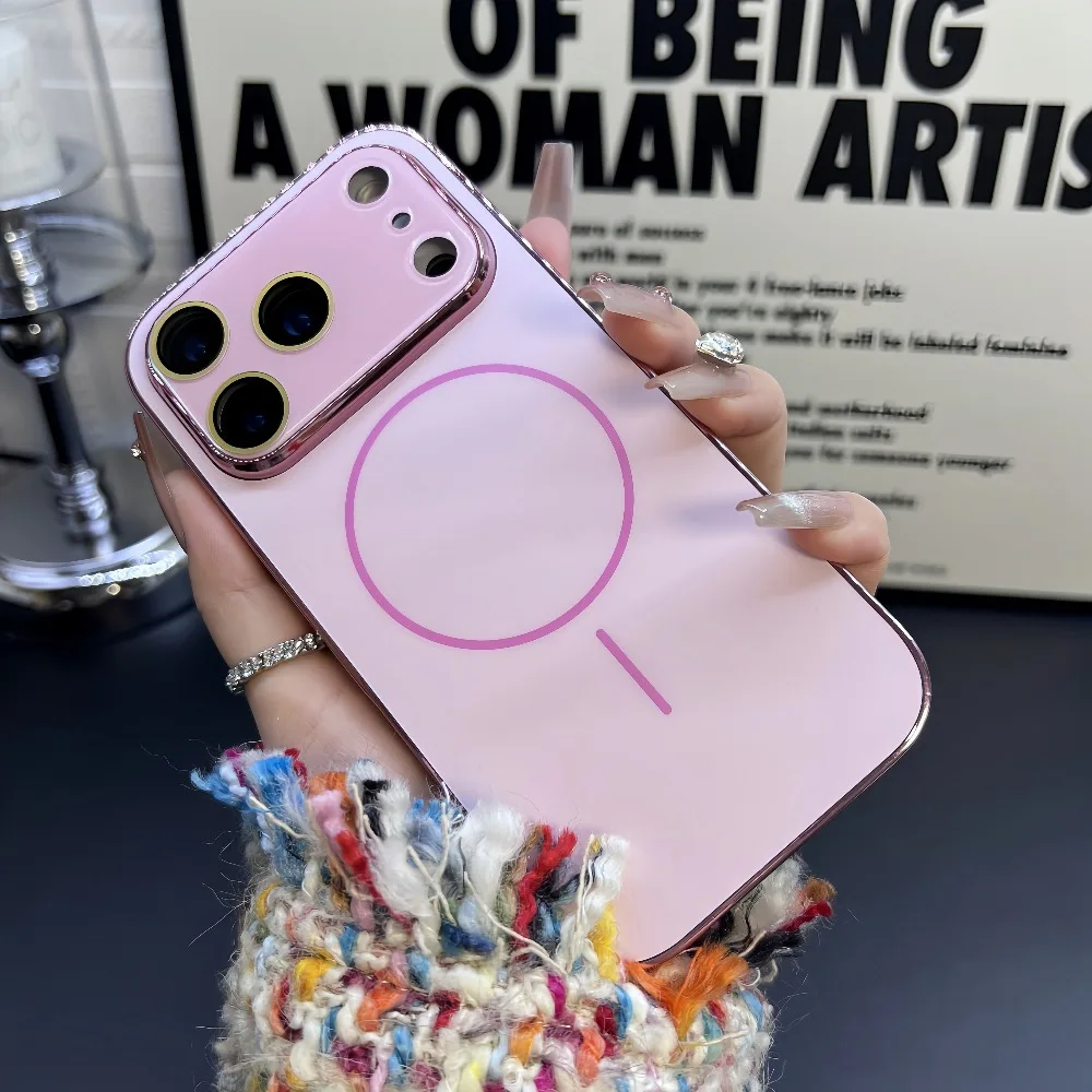 Plating Matte For Magsafe Magnetic Case For iPhone17Air 16 Pro Max 15 14Plus 13 12 11 Wireless Charging Glass Lens Protect Cover