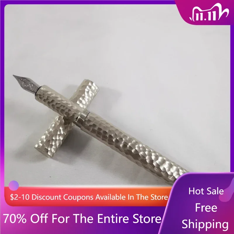 

Белая латунная перьевая ручка ручной работы с молотком EF F 0,38 0,5 мм, импортированная из Германии перо Шмидта, ручка для практики каллиграфии, канцелярские принадлежности