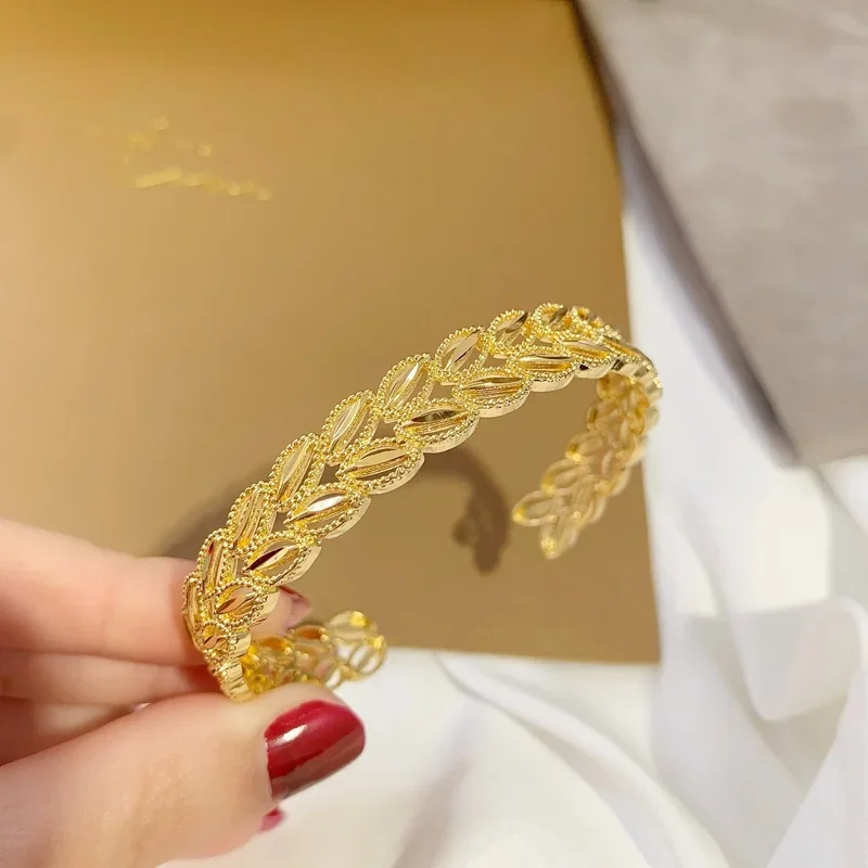 

UMQ4cm Wide Pure 999 Yellow Gold Watch Chain Bracelet Bangle for Women Men Bro Hand Chain Wedding Birthday Fine Gifts Never Fade