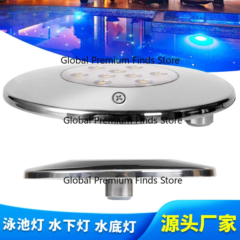 Ultra Thin Stainless Steel RGB Underwater Pool Light 12V 24V Surface Mount Lamp with Wireless Remote Control