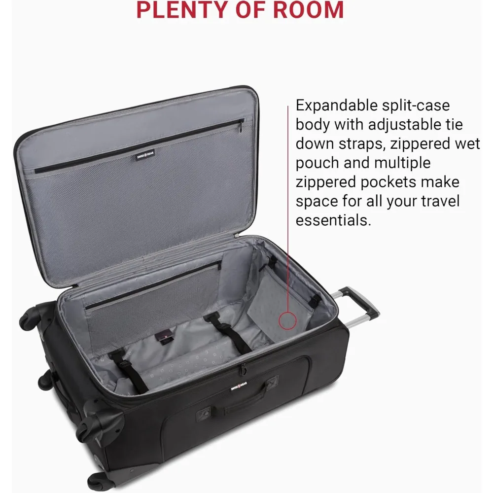 SwissGear Sion Expandable Softside Luggage, Black, Large Checked 29-Inch