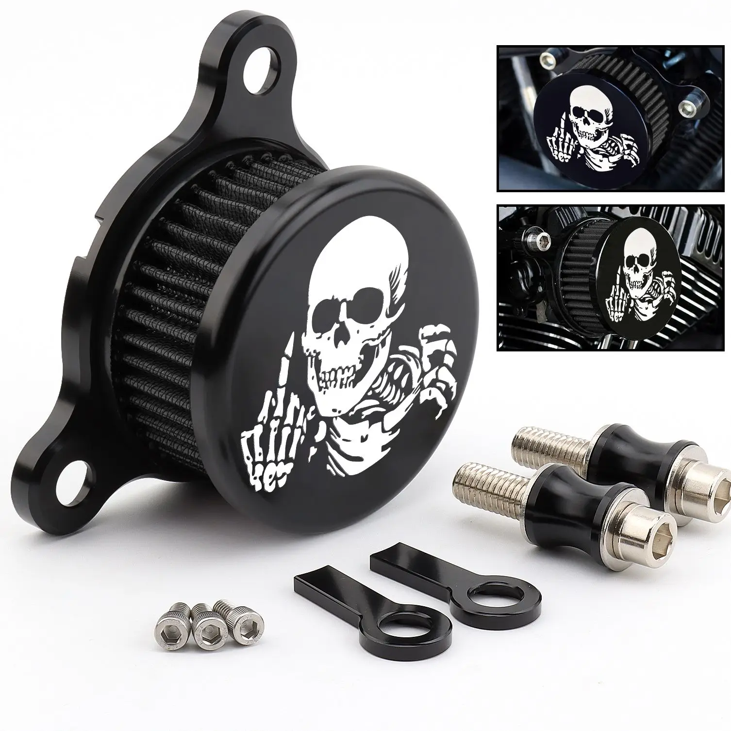 

Motorcycle Skull Air Filter Cleaner Intake System For Harley 1991-2022 SPORTSTER XHL XL 883 1200 Iron XR1200