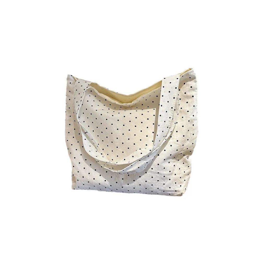 Vintage Polka Dot Damen-Schultertasche aus Segeltuch mit großem Fassungsvermögen, Messenger-Taschen für College-Mädchen, Büchertaschen, Pendler-Handtaschen