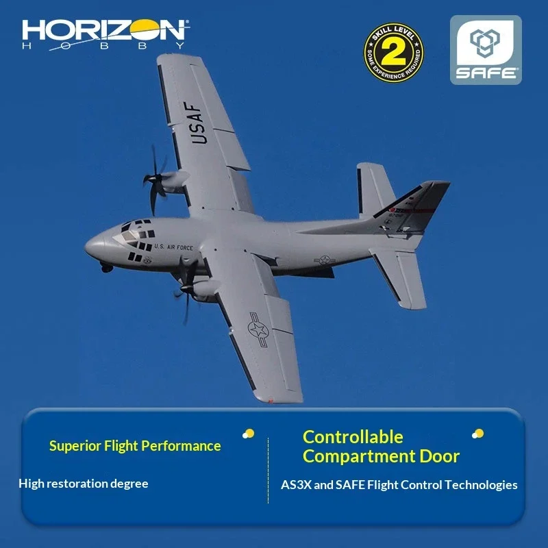 

Радиоуправляемый транспортный самолет Horizon Hobby EC-1500 Twin 1.5m USAF с управляемой грузовой дверью, система управления полетом AS3X SAFE, уровень навыков 2