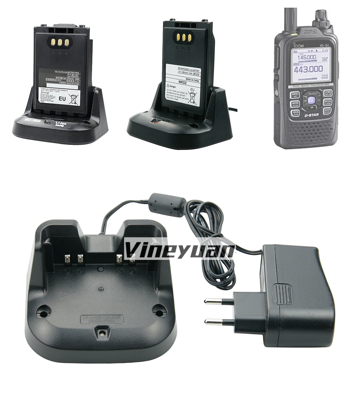 NEW BC-202 Rapid Charger for ICOM ID-31A ID-31E ID-51A ID-51E ID-52E IC-705 Two Way Radios For BP-271/BP-272/BP-307 Battery