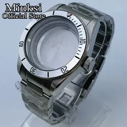 Miuksi 41mm silver sterile watch case sapphire glass fit NH35 NH36 ETA2824 2836 Miyota8205 8215 821A PT5000 movement