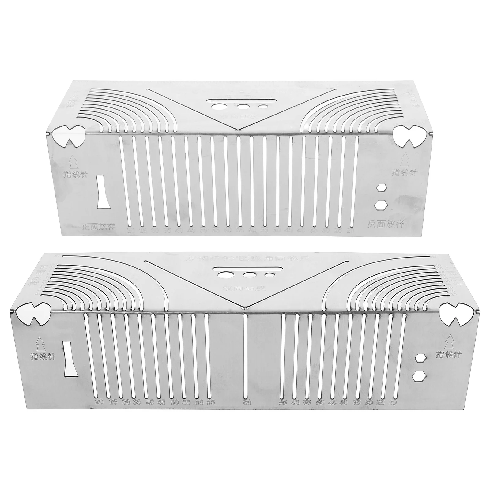 2 pezzi in acciaio inossidabile multifunzionale righello angolare strumento di marcatura ad arco di precisione versatile disegno per tracciatore di metalli per la lavorazione del legno