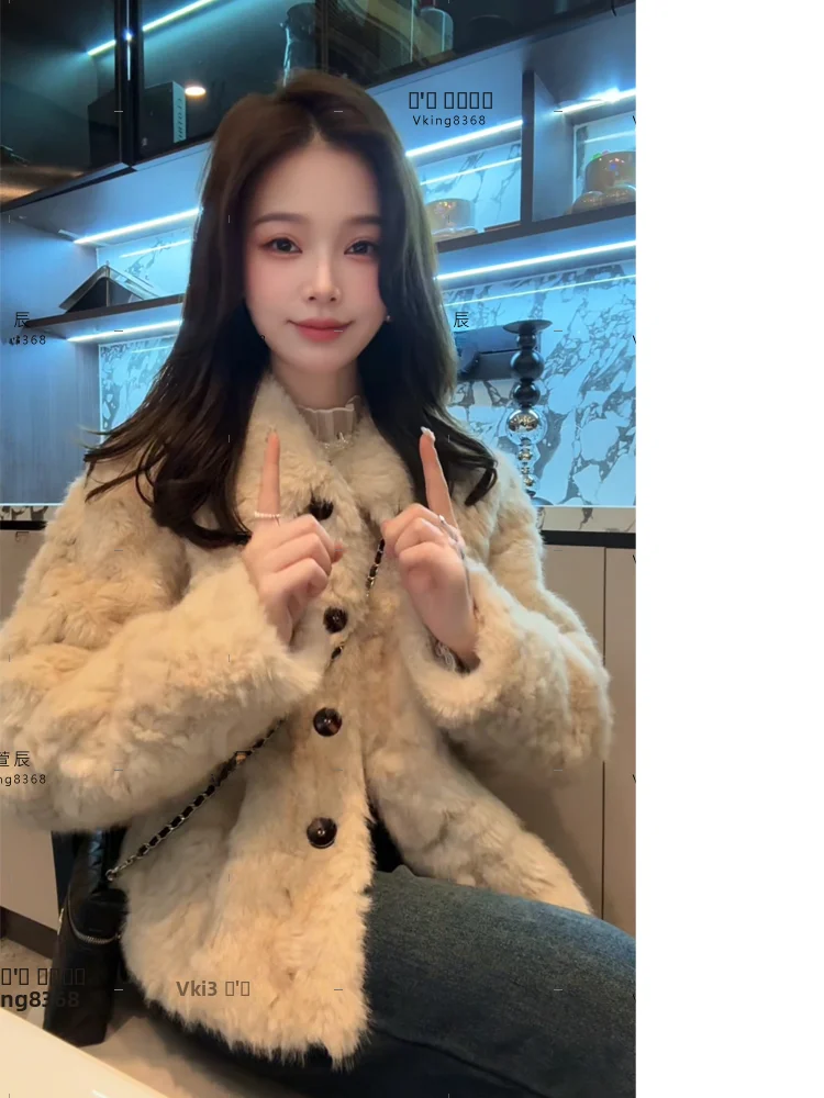

Xuanxuanchen Mango Thi Milk Luxury Faion Outerwear Women's Sli Collar Ladies Commute Fur Coat Stand Fit One-Piece ...