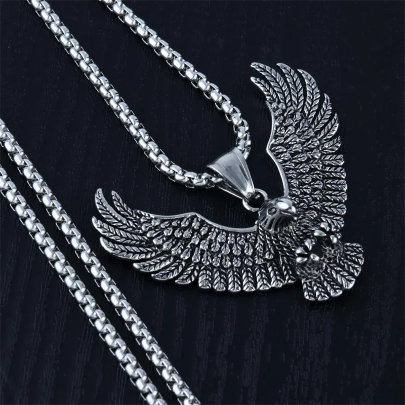 Exquisite Fashion Eagle Wings Luxury Pendant Necklace Punk Hip Hop Retro Trendy Men's Jewelry Accessories Necklace 2022 Trend image 4