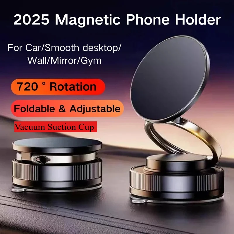 TenYua حامل هاتف مغناطيسي للسيارة 720 °   دوران قابل للطي قابل للتعديل كوب شفاط المكنسة الكهربائية دعامة حامل جدار المكتب آيفون تسلا
