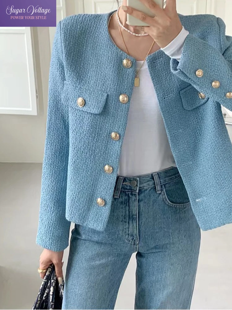 

Autumn Korean Fashion Luxury Coats Women Slim Long Sleeve Single Breasted Jackets Vintage Elegant Office Lady Casual Solid Tops