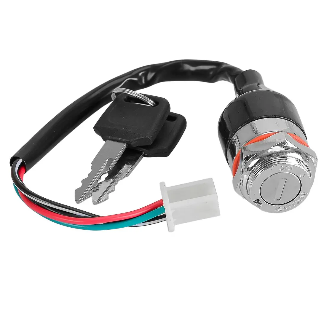 4 Wire Ignition Key Switch Barrel Set Silver Fit for Go Kart ATV Quad Bike Motorcycle